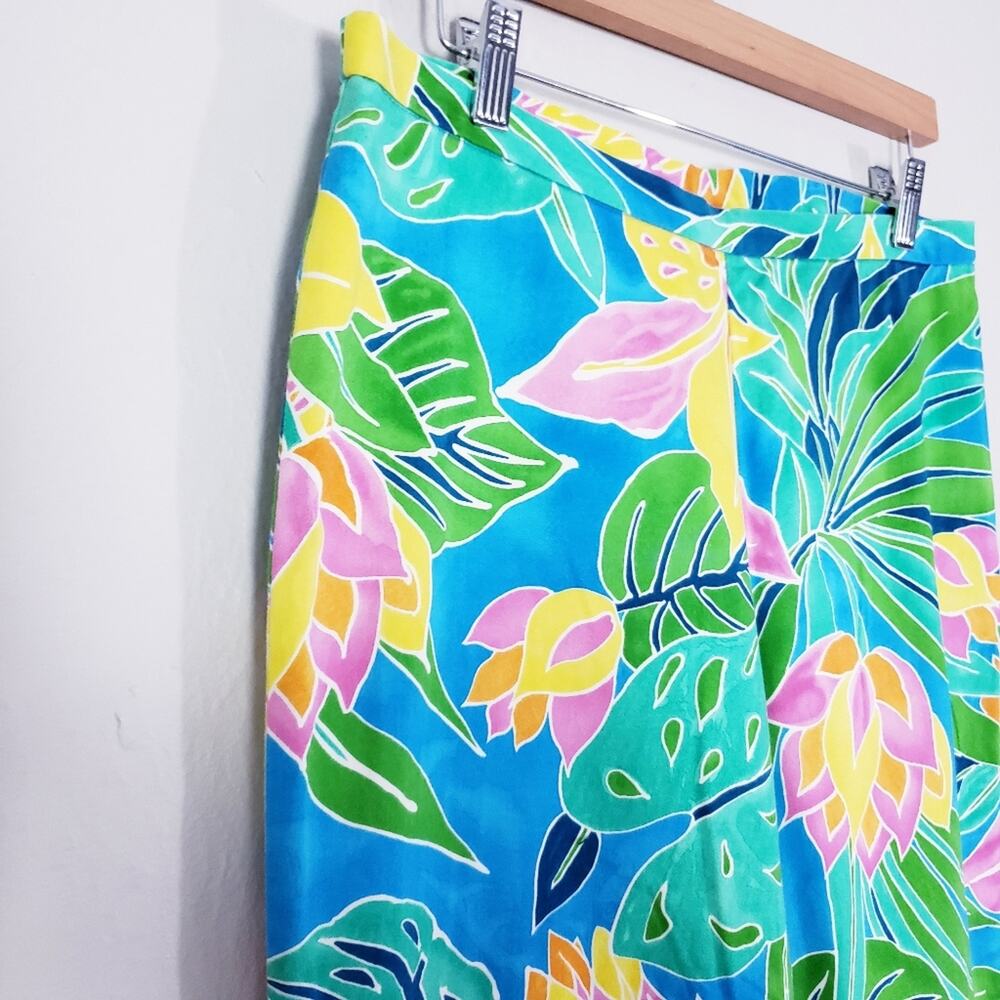 Ralph Lauren Vintage 90s Tropical Print Capri Pants High Waist Stretch 10 - Picture 4 of 8